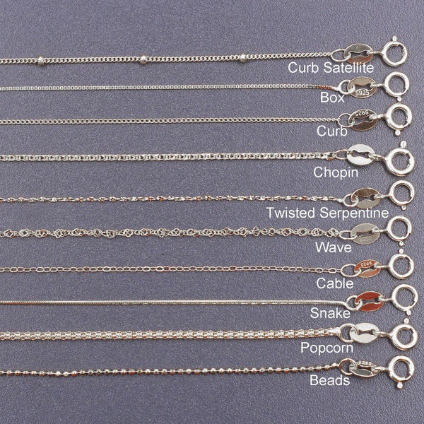 Colliers en argent sterling rhodié, 40 cm 45 cm, 16 pouces 18 pouces, collier fini chaîne en argent 925 pour bijoux