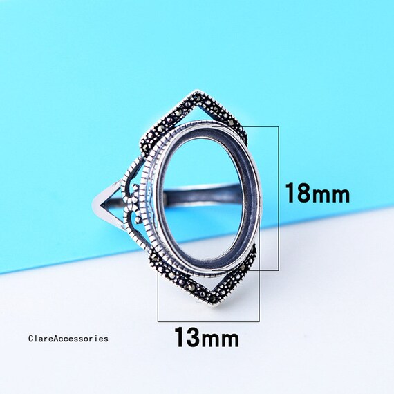 925 シルバー リング ブランク、13 x 18 mm オーバル、スターリング