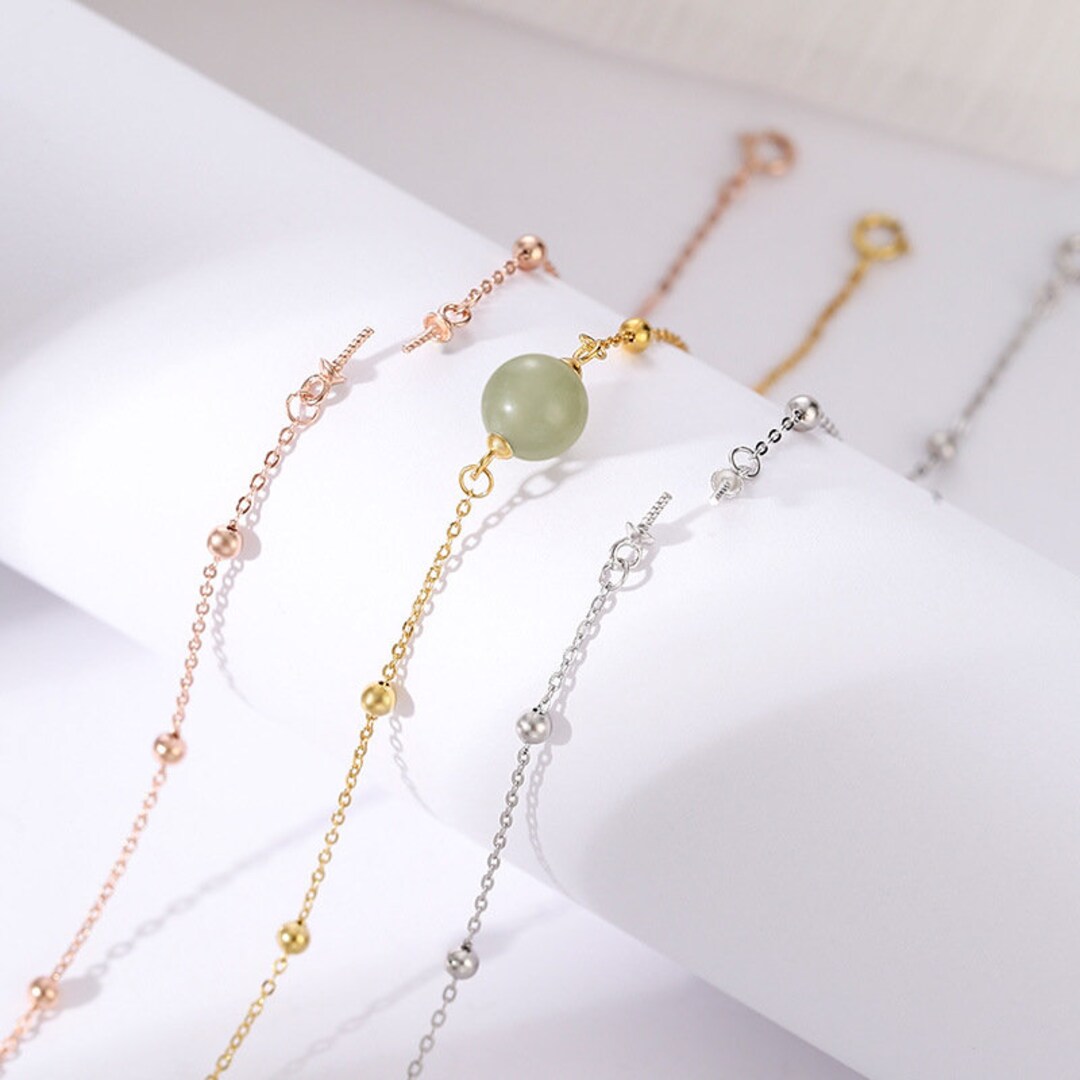 Sterling Silver Bracelet Blanks, Beaded Chains Bracelet Blank, 925