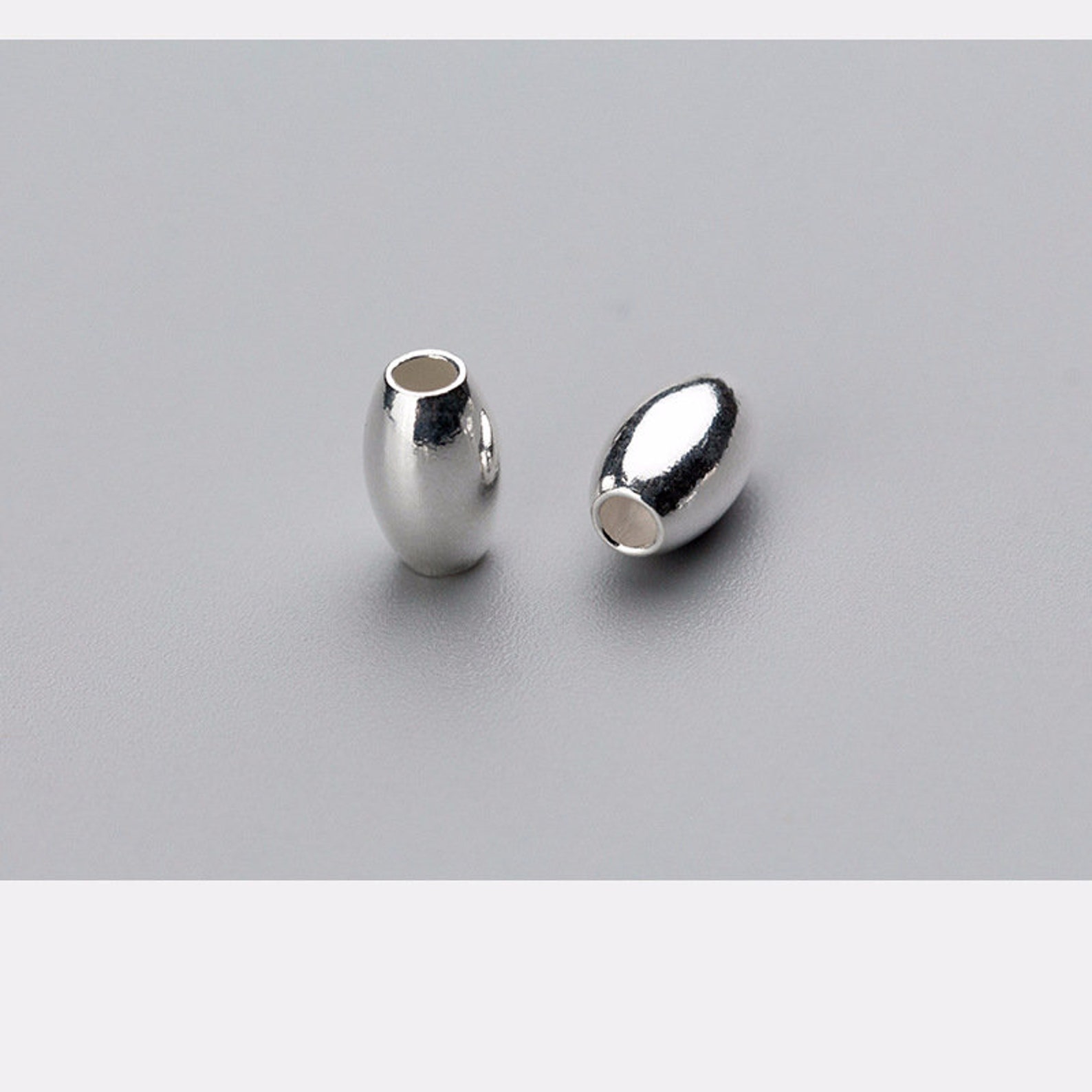 35mm Sterling Silver Rice Beads 925 Sterling Silver Etsy