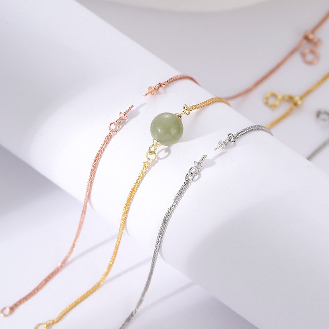 Sterling Silver Bracelet Blanks, Beaded Chains Bracelet Blank, 925