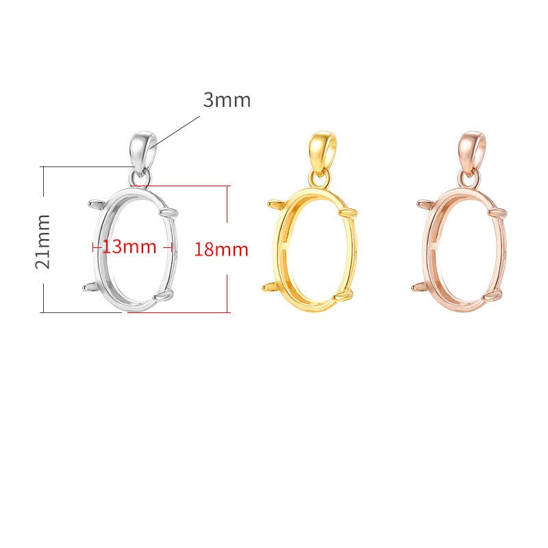 アクセサリー psjem 5-30mm Oval Sterling Silver Pendant Prong Bezels, 925 Silver