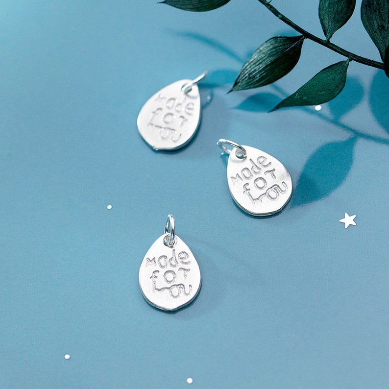 925 Silver Charms Wholesale TGF-S0764 1pcs 13mm Sterling Silver Made For You Pendants