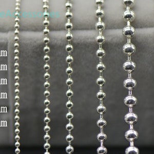 1.5-5mm Sterling Silver Chains, Beaded Chain, Beads Chain, Ball Chain, Silver Round Beads Chain, 1.5mm 2mm 2.5mm 3mm 4mm 5mm