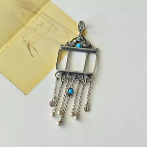 Ciondolo a nappa in argento sterling, rettangolo 15 x 25 mm, castone per ciondolo in argento 925, incastonatura di pietre, per la creazione di collane