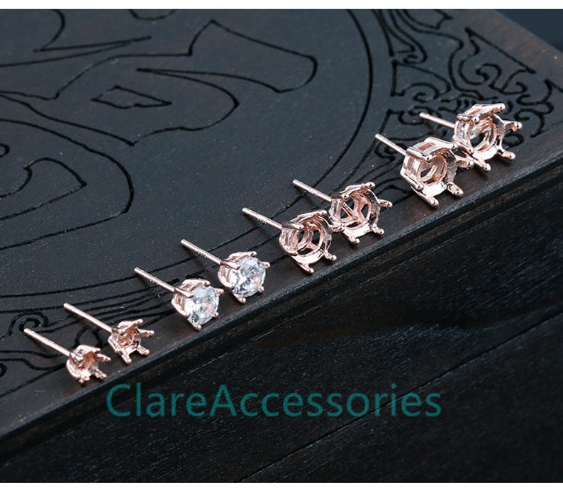 Ébauches de clous de boucles d'oreilles en argent sterling, montures de boucles d'oreilles en argent sterling 925 pour sertir des pierres précieuses dans un cabochon KED136 image 3