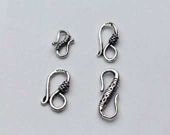 Sterling Silver S Hook Clasp, Clasp Connector, Necklace S Clasp, Bracelet S Clasp 925 Silver