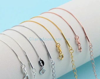 スターリングシルバーボックスチェーンネックレスとアンクレット