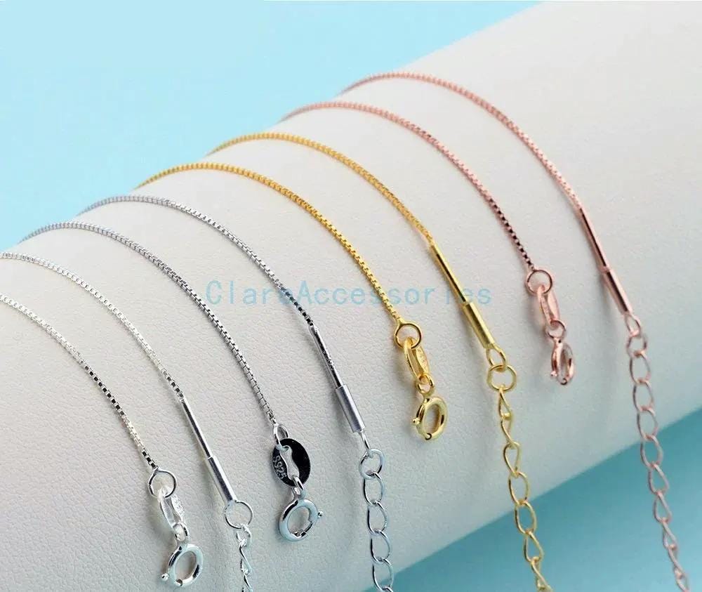 スターリングシルバーボックスチェーンネックレスとアンクレット