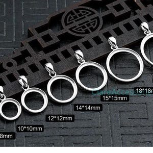 8-20mm Round Sterling Silver Pendant Bezels, 925 Silver Charm Bezel Tray For Setting High Stones or Resin Rock KTJ115