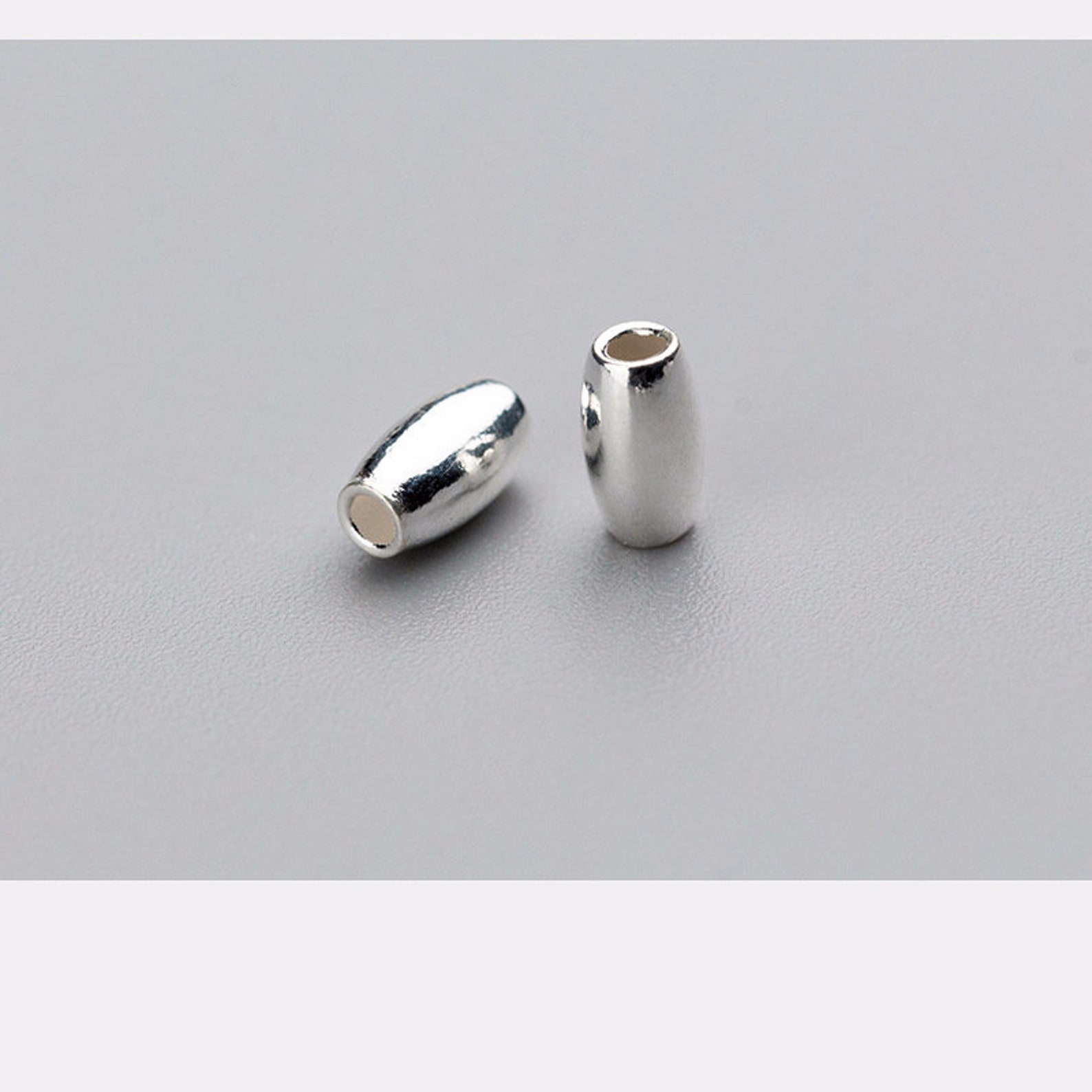 35mm Sterling Silver Rice Beads 925 Sterling Silver Etsy