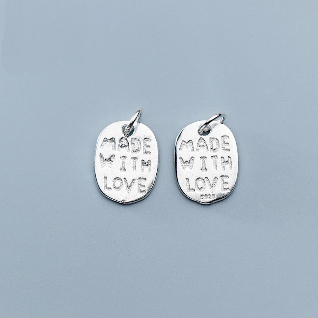 Sterling Silver Made With Love Charms, Necklace Charm, Earring Charm, Sterling Silver Charms