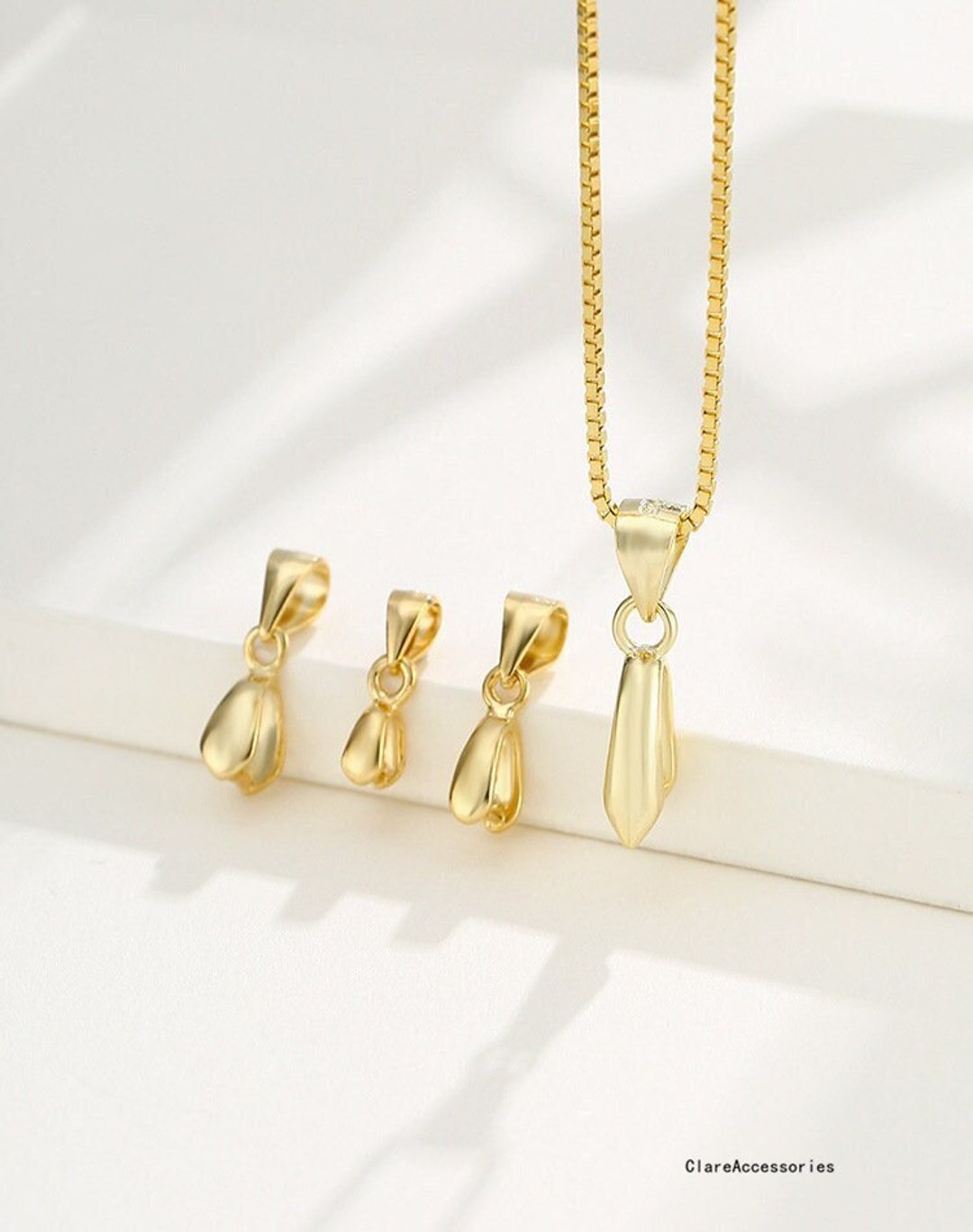 Sterling Silver Pinch Bail for Pendants, Simple Bail, Donut Pendant