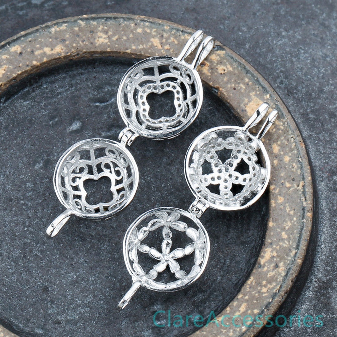Sterling Silver Bead Cage 6mm 8mm 10mm Beads 925 Silver Etsy