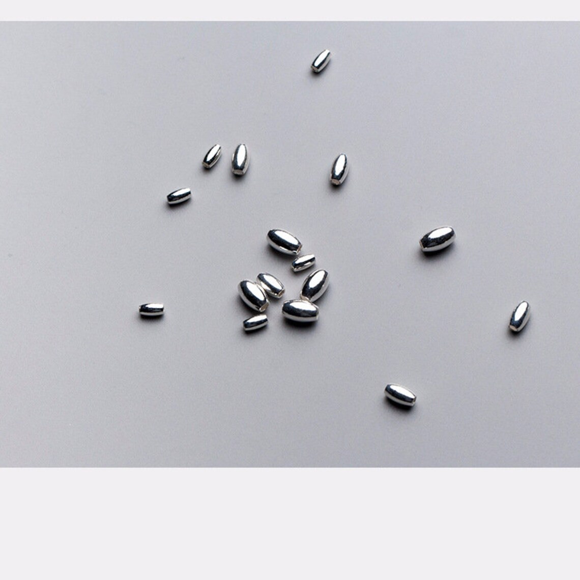 35mm Sterling Silver Rice Beads 925 Sterling Silver Etsy