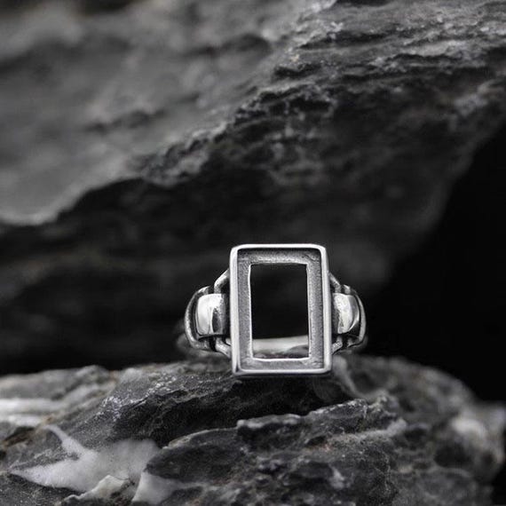 Sertissage de bague en argent sterling, rectangle x 12 mm, blanc