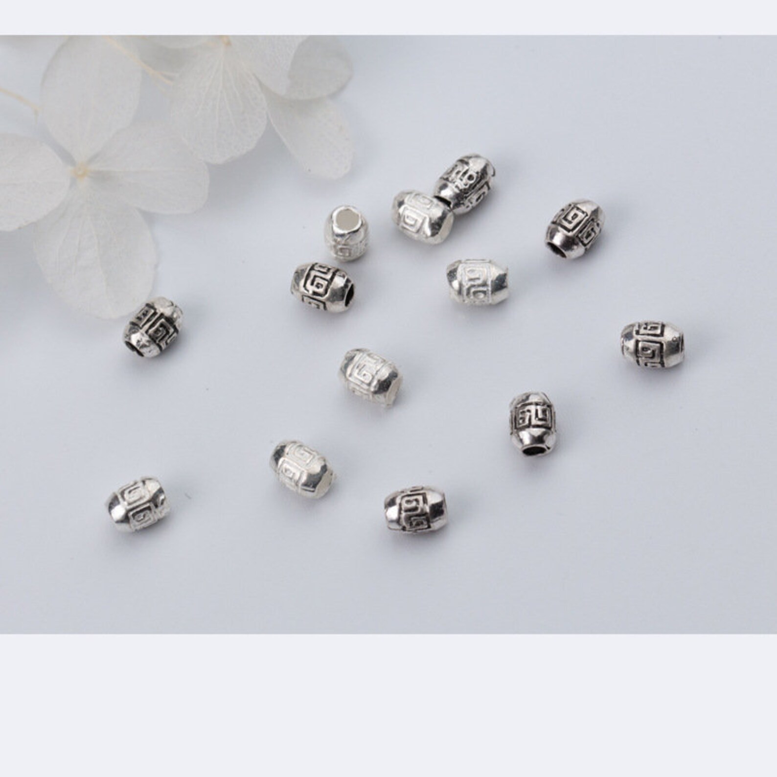 Sterling Silver Oval Beads Barrel Bead Bracelet Bead Etsy