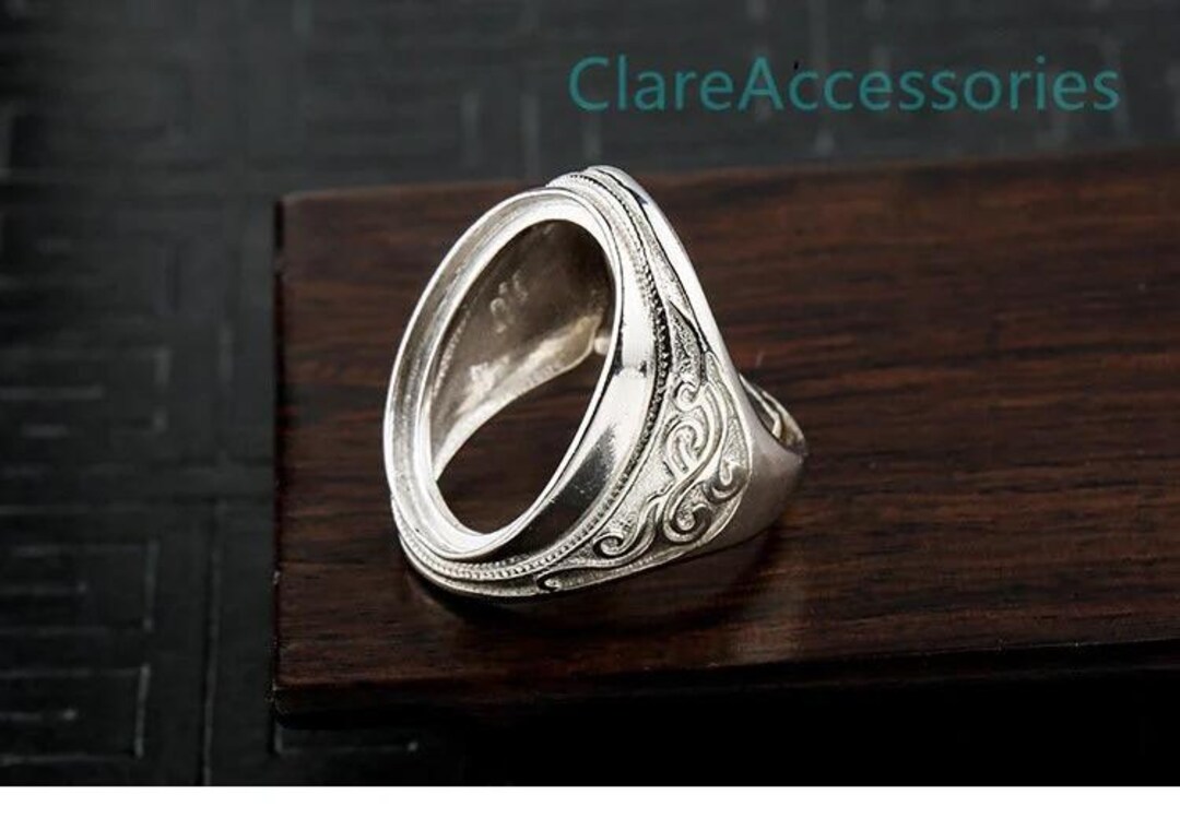 Silver Ring Blanks, 20x25mm Oval, Floral Ring, 925 Silver