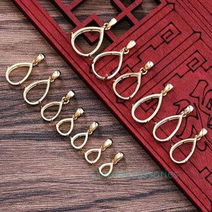 Teardrop Vermeil Gold Pendant Prong Bezels, 925 Silver 5x7mm, 6x8mm, 7x9mm, 8x10mm, 8x12mm, 10x14mm, 10x15mm KTJ117