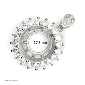 Sterling Silver Pendant Blanks, 10-14mm Round, Stone Pendant Setting, 925 Silver Pendant Bezel 7