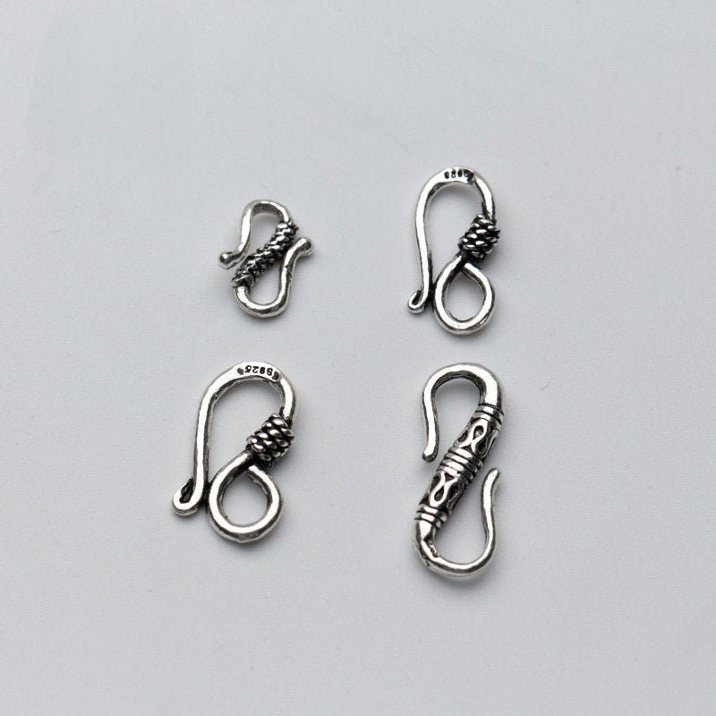 2 S Hook, Sterling Silver, Clasps, Large Hooks for Jewelry, 18mm, Findings,  Bali Style Hooks and Connectors, Wholesale 