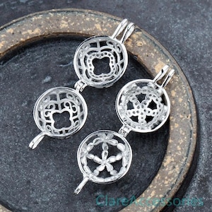 Sterling Silver Bead Cage, 6mm 8mm 10mm Beads, 925 Silver Beaded Pendant Blank, Half Drilled Beaded Setting, Gemstone