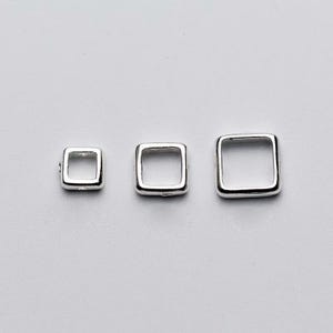 4-7mm Sterling Silver Square Bead Frames Beaded Rings 925 Silver S0512