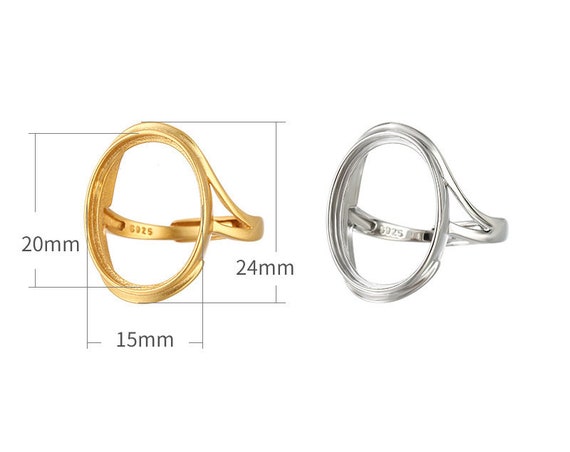7-20MM Oval Silver Ring Blanks, 925 Sterling Silver Ring