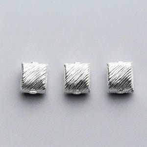 13mm Sterling Silver Square Brushed Beads, Jewelry Bead, Bracelet Bead, Necklace Bead / S0402