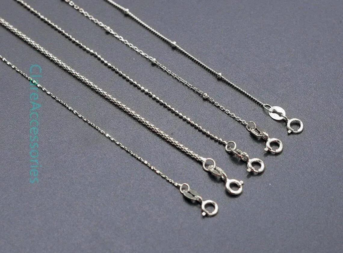 Sterling Silver Rhodium Necklaces, 40cm 45cm, 16 Inches 18 Inches