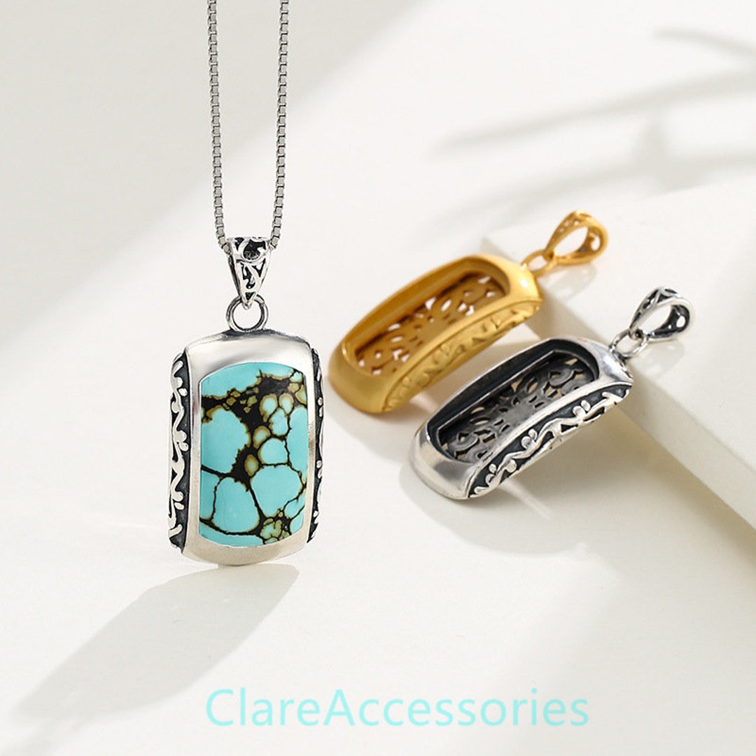 Sterling Silver Pendant Blanks 12x22mm Rectangle Stone Etsy