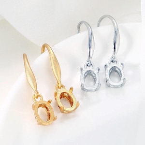 Anneaux de boucle d'oreille en argent sterling, 5 x 7 mm 6 x 8 mm 8 x 10 mm 8 x 12 mm ovales, argent 925 pour sertissage de pierres précieuses à facettes pointues KTJ1798