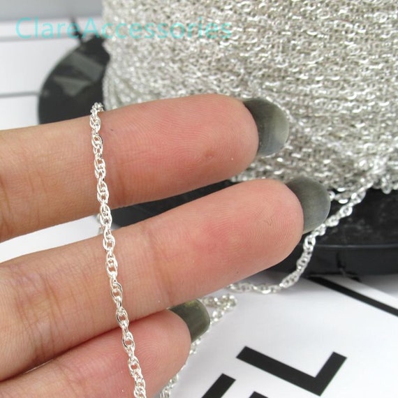 1.7mm Sterling Silver Chains, Double Loops Chain, Double Rings