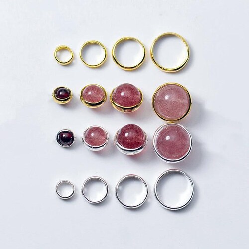 Cadres ronds en argent sterling 6-12 mm Bagues perlées Argent 925 S0305
