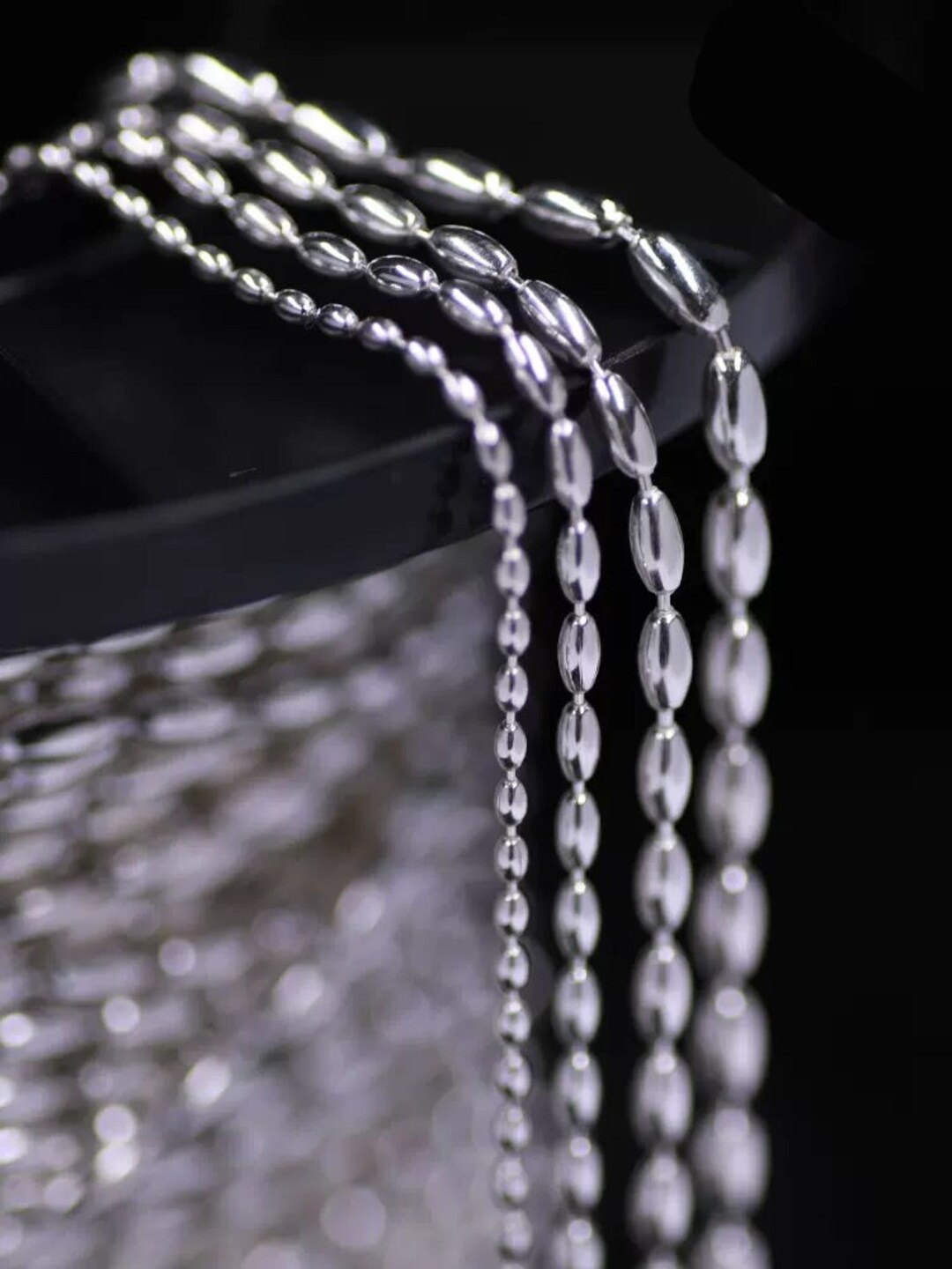Silver Rice Bead Chains, 1.6mm 2mm 2.5mm 3mm, Sterling Silver Chain ...