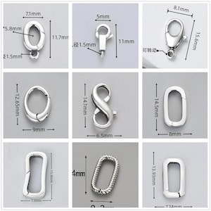 Sterlingzilveren sluitingen, hartsluiting, bloemensluiting, palmsluiting, rechthoekige sluiting, karabijnsluiting, 925-zilveren sluiting