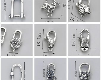 Sterling Silver Clasps, Heart Clasp, Floral Clasp, Palm Clasp