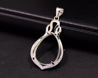 Pendentifs bruts en argent sterling, goutte d'eau en forme de larme 15 x 20 mm, lunette pendentif en argent 925, sertissage de pierre, pour la fabrication de colliers