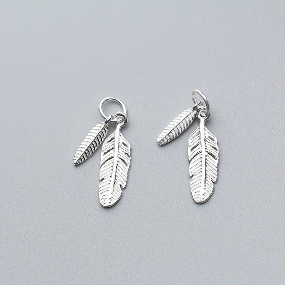 Sterling Silver Feather Charms, Small Feather, Feather Charm, Earring Charm, Bracelet Charm Etsy