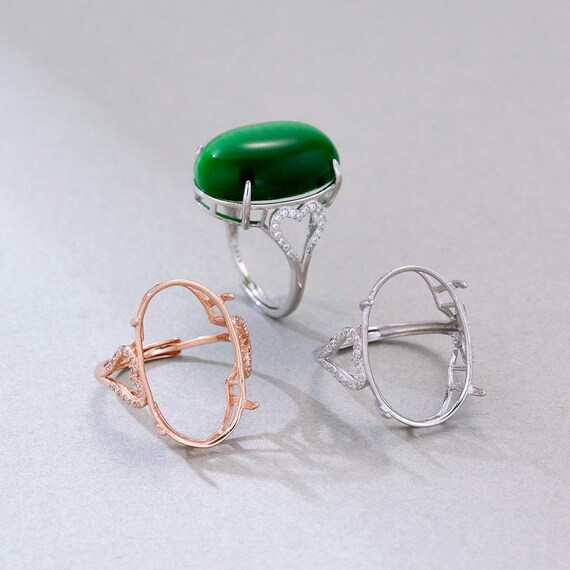 925シルバーリングセッティング、15 x 20 mmオーバル、リングブランク