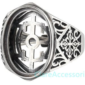 Silver Ring Blanks, 15x20mm Oval, Floral Ring, 925 Silver Large Rings Setting, Antique Silver, Adjustable Ring Blank, Ring Bezel KTJ1609