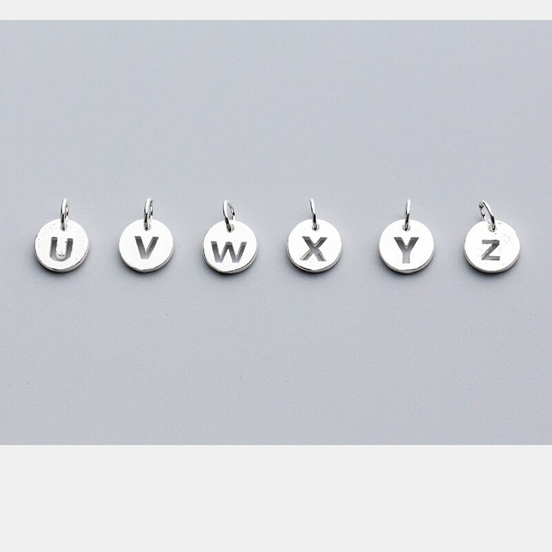 1pcs 10mm Sterling Silver Letters Pendants 925 Silver Etsy
