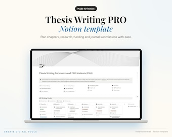 Thesis Writing PRO Notion Template, PhD Dissertation Planner, Literature Review Tracker (Digital Download)