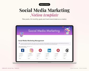 Social Media Content Planner Notion Template, Creator Brand Deal Tracker (Digital Download)