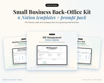Small Business Notion Bundle: HR, Finance, CRM, Employee Directory, Handbook, Meeting Minutes (Digital Download)