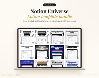 25 Notion Template Bundle: Business, Project, Study, Life (Digital Download)