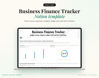 Business Finance Tracker Notion Template, Income, Expense, Budget, Ledger, Cash Flow (Digital Download)