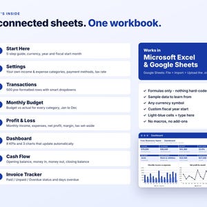 Small Business Budget Spreadsheet, Profit and Loss Tracker, Excel Google Sheets, Income Expense Tracker, Budget vs Actual, Cash Flow Sheet image 7