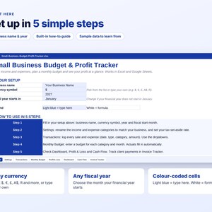 Small Business Budget Spreadsheet, Profit and Loss Tracker, Excel Google Sheets, Income Expense Tracker, Budget vs Actual, Cash Flow Sheet image 8