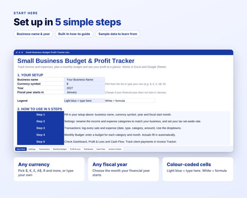 Small Business Budget Spreadsheet, Profit and Loss Tracker, Excel Google Sheets, Income Expense Tracker, Budget vs Actual, Cash Flow Sheet image 8